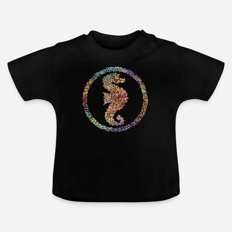 Seepferdchen Schwimmabzeichen Schwimmschule - Baby Bio-T-Shirt mit Rundhals - Schwarz