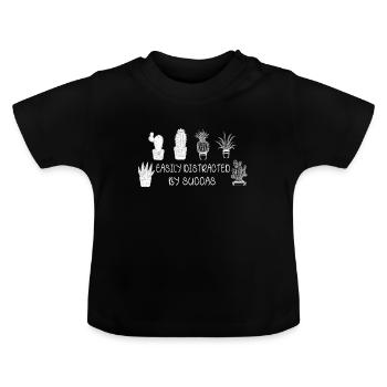 Leicht Ablenkbar Durch Sukkulenten Grüne Pflanze - Baby Bio-T-Shirt mit Rundhals - Schwarz - Vorne