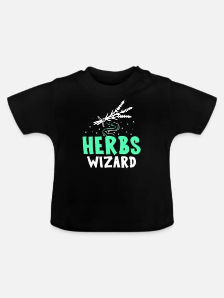 Kräuter Zauberer Kraut Kräuterkunde Kräutergarten - Baby Bio-T-Shirt mit Rundhals - Schwarz