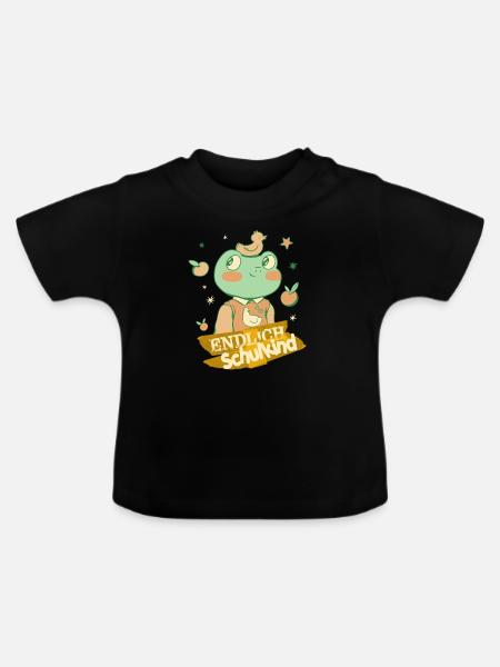 Endlich Schulkind, Einschulung - Baby Bio-T-Shirt mit Rundhals - Schwarz