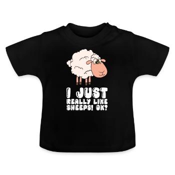 I like sheep Simply Very - Baby Organic T-Shirt with Round Neck - black - Front