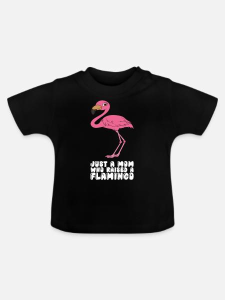 Lustige Flamingo-Grafik - Baby Bio-T-Shirt mit Rundhals - Schwarz