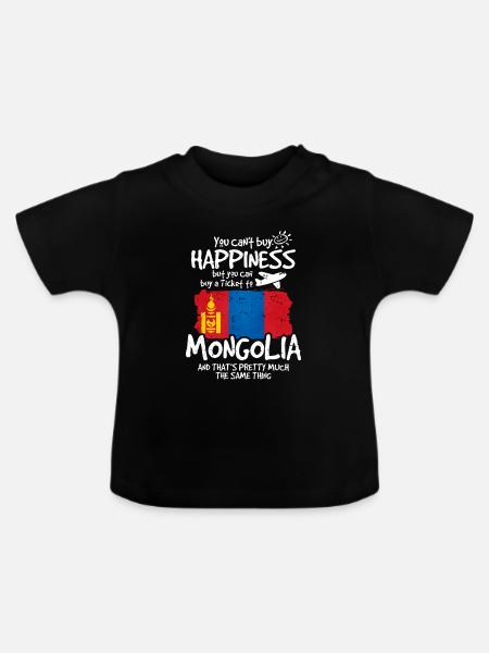 Mongolei - Baby Bio-T-Shirt mit Rundhals - Schwarz