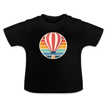 Hot Air Balloon Retro Flight Ballooning - Baby Organic T-Shirt with Round Neck - black - Front