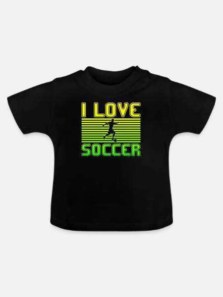 I love soccer - Baby Bio-T-Shirt mit Rundhals - Schwarz