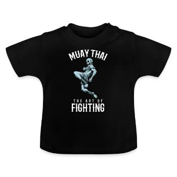 Traditioneller Muay Thai Skelettkämpfer - Thai - Baby Bio-T-Shirt mit Rundhals - Schwarz - Vorne