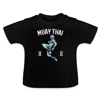 Muay Thai - Skelett-Thai-Boxen - Baby Bio-T-Shirt mit Rundhals - Schwarz - Vorne
