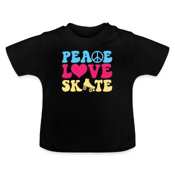 Peace Love Skate - Patin à roulettes - T-shirt bio col rond Bébé - noir - Devant