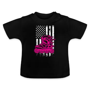 American Roller Girl - Roller Skating - Baby Organic T-Shirt with Round Neck - black - Front