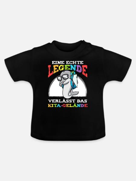 Schulkind Einschulung Delfin - Baby Bio-T-Shirt mit Rundhals - Schwarz