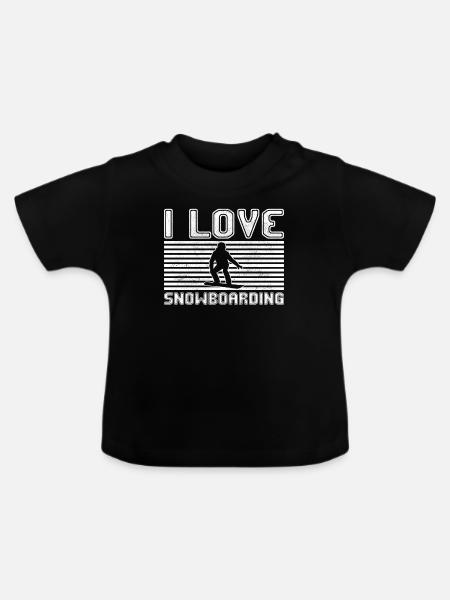 I love snowboarding - Baby Bio-T-Shirt mit Rundhals - Schwarz