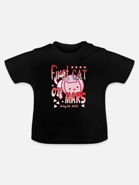 First Cat on Mars - Baby Bio-T-Shirt mit Rundhals - Schwarz