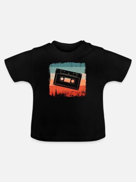 Audiokassette Retro Tape - Baby Bio-T-Shirt mit Rundhals - Schwarz