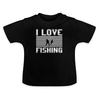 I love fishing - Baby Organic T-Shirt with Round Neck - black - Front