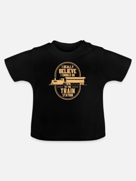 Modellbahn Zug Lokomotiven Geschenk - Baby Bio-T-Shirt mit Rundhals - Schwarz