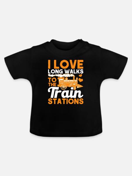 Modellbahn Zug Lokomotiven Geschenk - Baby Bio-T-Shirt mit Rundhals - Schwarz