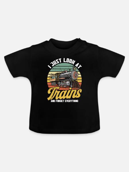 Modellbahn Zug Lokomotiven Geschenk - Baby Bio-T-Shirt mit Rundhals - Schwarz