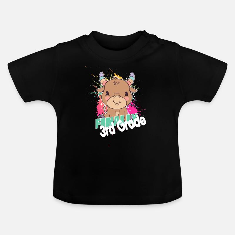 Finally 3rd Grade, Second Grader - Baby Organic T-Shirt with Round Neck - black