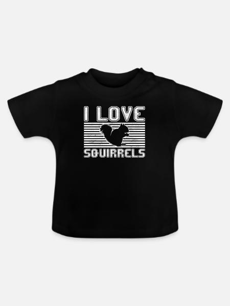 I love squirrels - Baby Bio-T-Shirt mit Rundhals - Schwarz