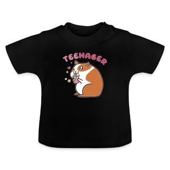 TeeNager Tea Hamster Tiener Knaagdier - Baby biologisch T-shirt met ronde hals - zwart - Voor