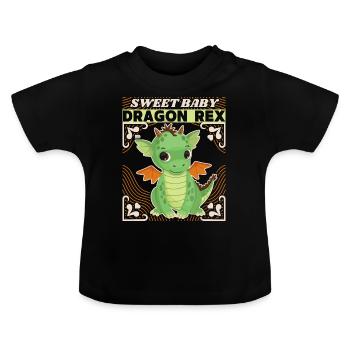 Bébé fille, bébé garçon, petit dinosaure, disant - T-shirt bio col rond Bébé - noir - Devant