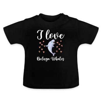 Ich Liebe Beluga Wale - Baby Bio-T-Shirt mit Rundhals - Schwarz - Vorne