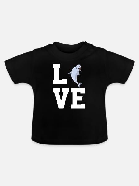 Beluga Wal Liebhaber - Baby Bio-T-Shirt mit Rundhals - Schwarz