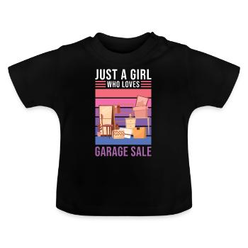 Garage sale slogan - Baby Organic T-Shirt with Round Neck - black - Front
