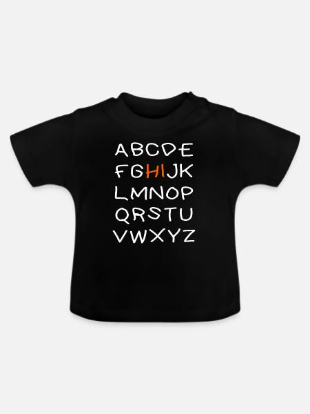 Hi Alphabet - Baby Bio-T-Shirt mit Rundhals - Schwarz