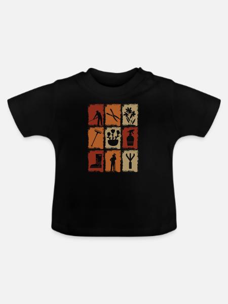 Gartenwerkzeug Gärtner - Baby Bio-T-Shirt mit Rundhals - Schwarz