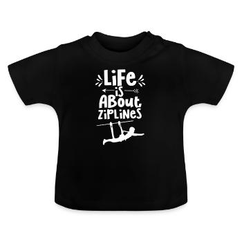 Das Leben Besteht Aus Seilrutschen Sport Ziplining - Baby Bio-T-Shirt mit Rundhals - Schwarz - Vorne