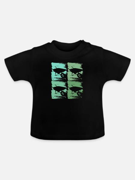 Schubkarre Gärtner - Baby Bio-T-Shirt mit Rundhals - Schwarz