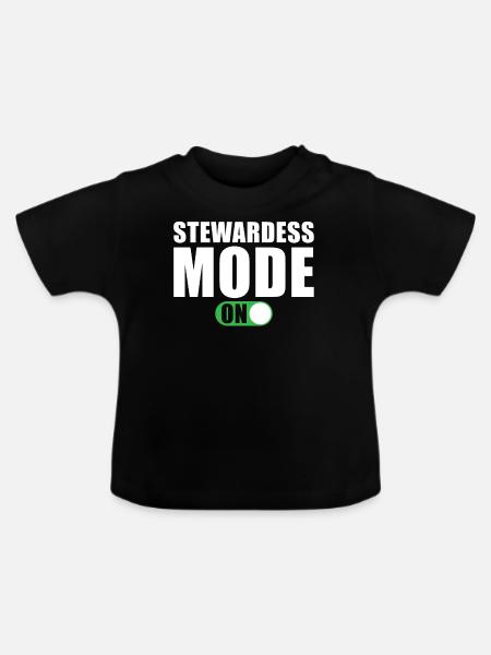 Stewardess Modus Ein - Baby Bio-T-Shirt mit Rundhals - Schwarz