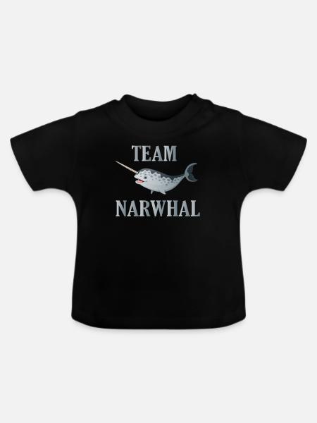Team Narwal - Baby Bio-T-Shirt mit Rundhals - Schwarz