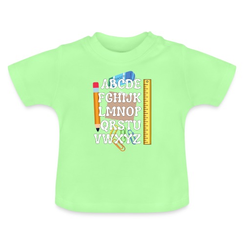 Takaisin kouluun Aakkospaita - Vauvan luomu-t-paita, jossa pyöreä pääntie