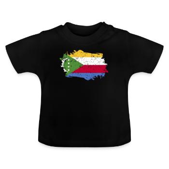 Drapeau des Comores Grunge Drapeau des Comores - T-shirt bio col rond Bébé - noir - Devant