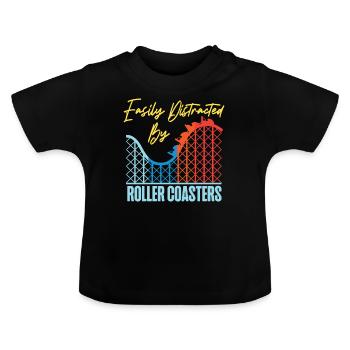 Achtbaan gemakkelijk afgeleid - Baby biologisch T-shirt met ronde hals - zwart - Voor