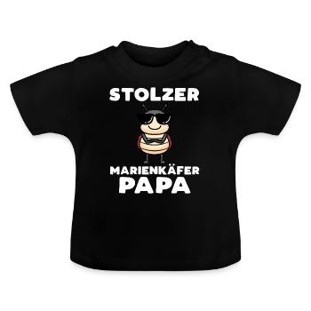 Stolzer Marienkäfer Papa Insekt - Baby Bio-T-Shirt mit Rundhals - Schwarz - Vorne