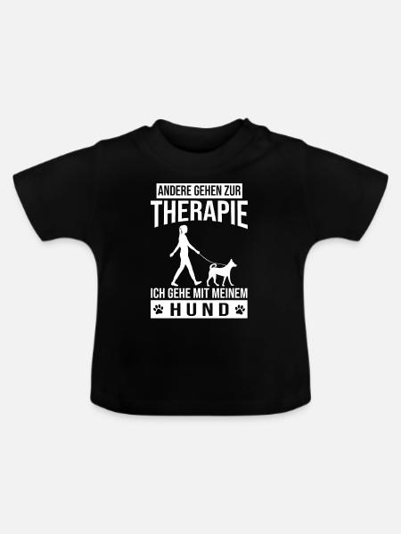 Hund Frauchen Gassi Gehen - Baby Bio-T-Shirt mit Rundhals - Schwarz