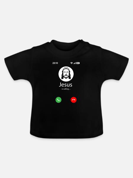 Jesus is calling - Baby Bio-T-Shirt mit Rundhals - Schwarz