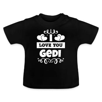Liebe dich Gedi Patenonkel Österreich - Baby Bio-T-Shirt mit Rundhals - Schwarz - Vorne