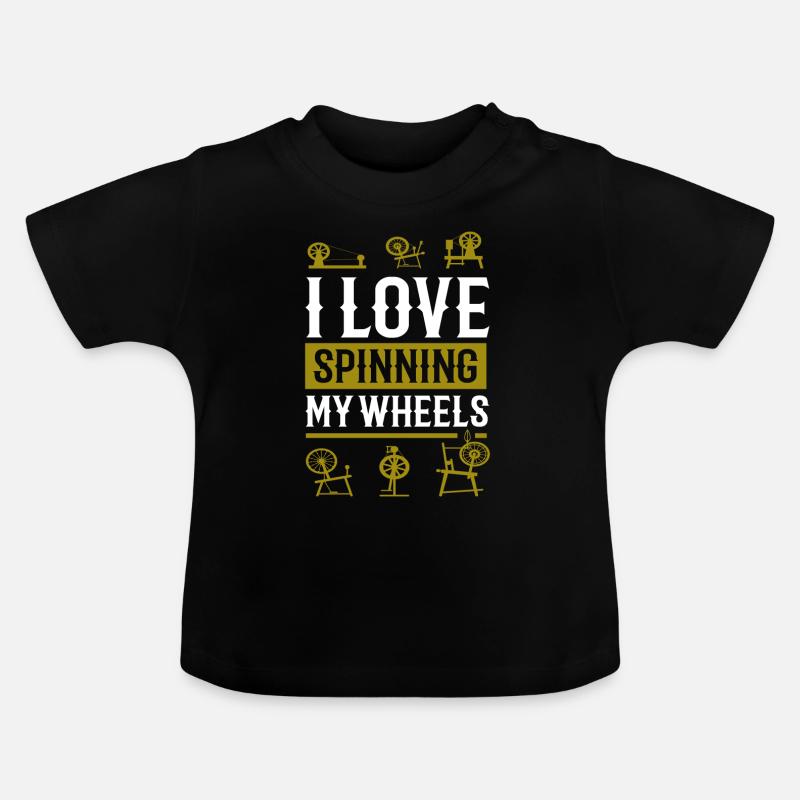 J’adore les araignées à rouet - T-shirt bio col rond Bébé - noir