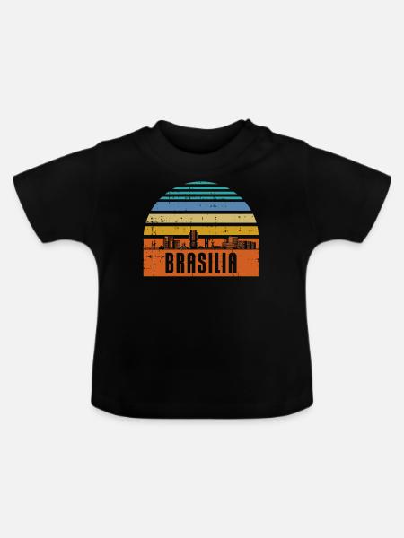 Brasilia Skyline Geschenk - Baby Bio-T-Shirt mit Rundhals - Schwarz