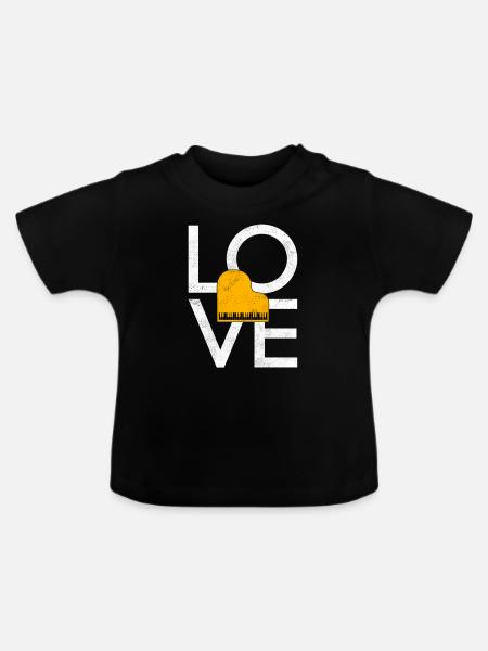 Klavier - Baby Bio-T-Shirt mit Rundhals - Schwarz