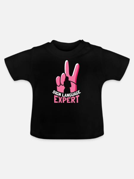 Gebärdensprache Experte Gestik Awareness Gebärden - Baby Bio-T-Shirt mit Rundhals - Schwarz