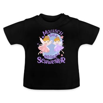 Bald Große Schwester Idee Fee Geschwistern - Baby Bio-T-Shirt mit Rundhals - Schwarz - Vorne