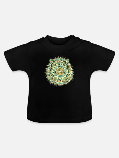 Mandala Igel Geometrie Muster - Baby Bio-T-Shirt mit Rundhals - Schwarz