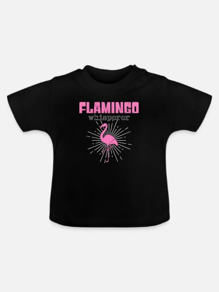 Flamingo Flüsterer - Baby Bio-T-Shirt mit Rundhals - Schwarz