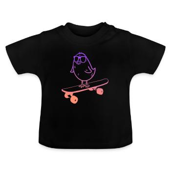 Skateboarding Tricks Skateboard Kücken Skater - Baby Bio-T-Shirt mit Rundhals - Schwarz - Vorne