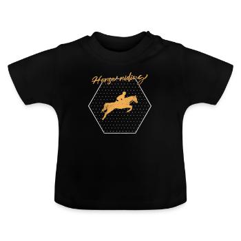Horse riding - Baby Organic T-Shirt with Round Neck - black - Front